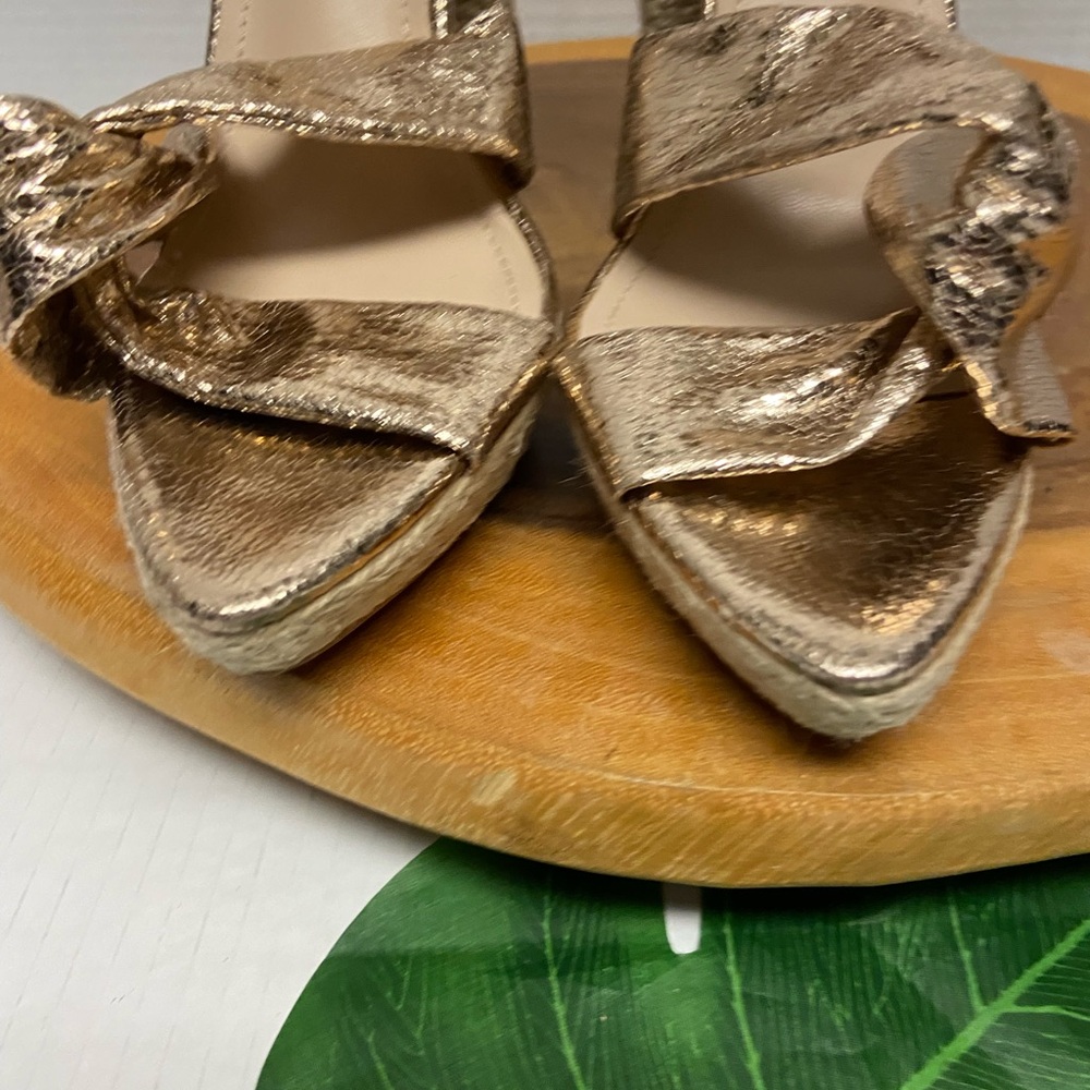 Fashion Nova Rose Gold Ankle Strap Espadrille Heels - Picture 4 of 8